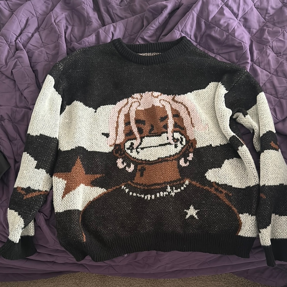 SHEIN Black and White Crew Neck Sweater with Graphic Design